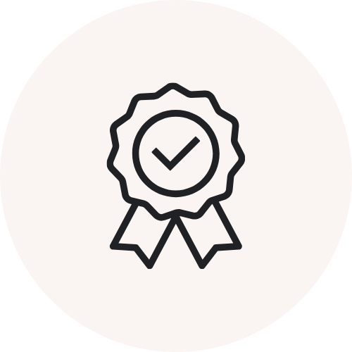 Icon of a ribbon with a check mark