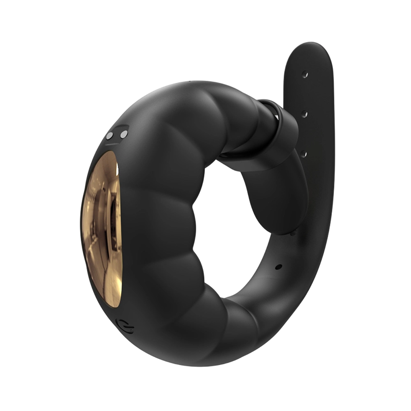 Black and gold cock ring on a white background